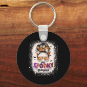 Tie Dye Spooky Grandma Halloween Monster Messy Bun Sleutelhanger (Voorkant)