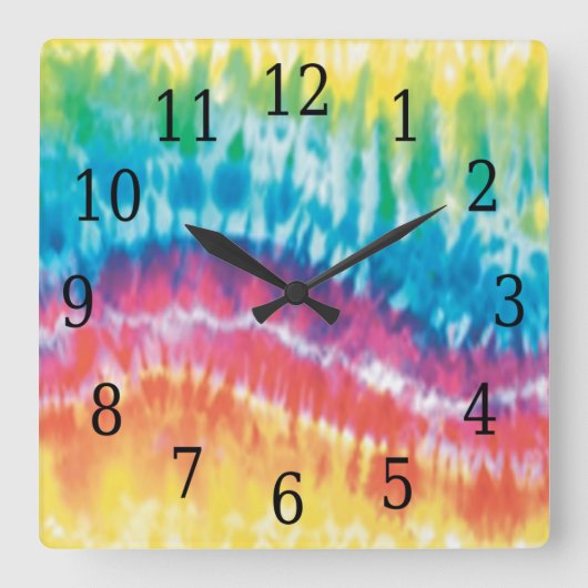 Tie Dye Square Clock Vierkante Klok (Voorkant)