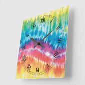 Tie Dye Square Roman Numeras Clock Vierkante Klok (Hoek)