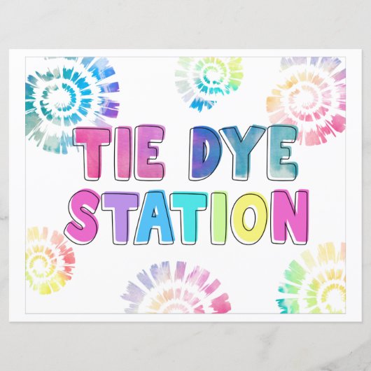 Tie Dye Station Sign | Handtekeningen van het vaar (Voorkant)