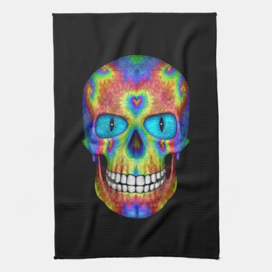 Tie Dye Sugar Skull Undode Zombie Theedoek (Verticaal)
