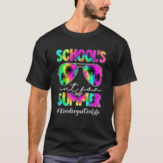 Tie Dye Sunglazen Kindergarten Life School is buit T-shirt (Voorkant)
