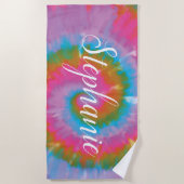 Tie Dye Swirl Abstracte Persoonlijke zomer Strandlaken (Voorkant)