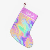 Tie Dye Swirl Marble Retro Groovy Kleine Kerstsok (Voorkant (Hangend))