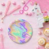 Tie Dye Swirl Marble Retro Groovy Papieren Bordje (Feest)