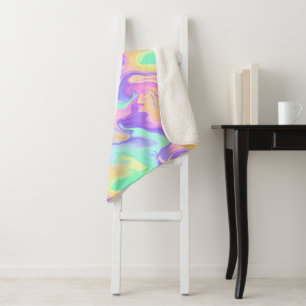 Tie Dye Swirl Marble Retro Groovy Sherpa Deken
