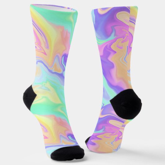 Tie Dye Swirl Marble Retro Groovy Sokken (Gebogen)