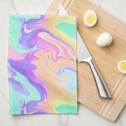 Tie Dye Swirl Marble Retro Groovy Theedoek (Quarter Fold)