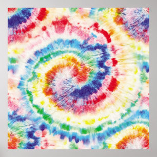 Tie Dye Swirl. Naadloze tiedye Pattern. Fabric Mu Poster
