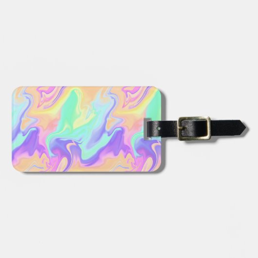 Tie Dye Swirl Pastel Groovy Bagagelabel (Voorkant horizontaal)