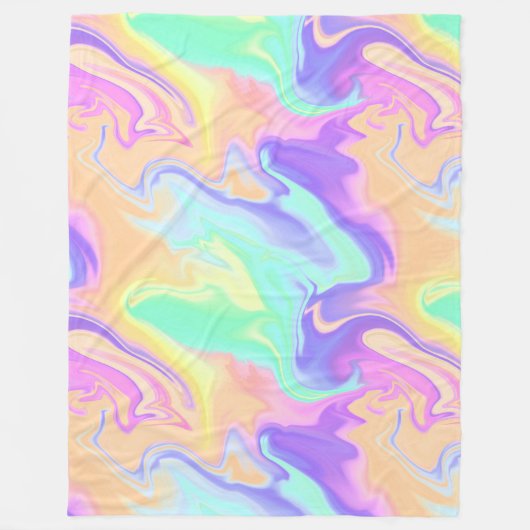 Tie Dye Swirl Pastel Groovy Fleece Deken (Voorkant)