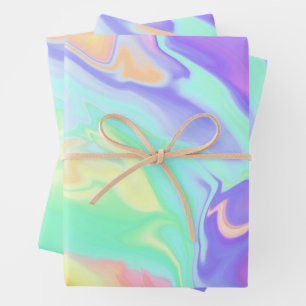 Tie Dye Swirl Pastel Groovy Inpakpapier Vel