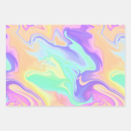 Tie Dye Swirl Pastel Groovy Inpakpapier Vel