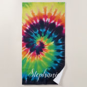 Tie Dye Swirl Rainbow Retro - Aangepaste zomer Strandlaken (Voorkant)