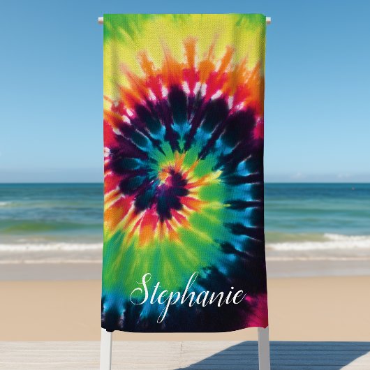 Tie Dye Swirl Rainbow Retro - Aangepaste zomer Strandlaken