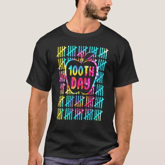 Tie Dye Tally Marks 100th Day Of School Teacher St T-shirt (Voorkant)