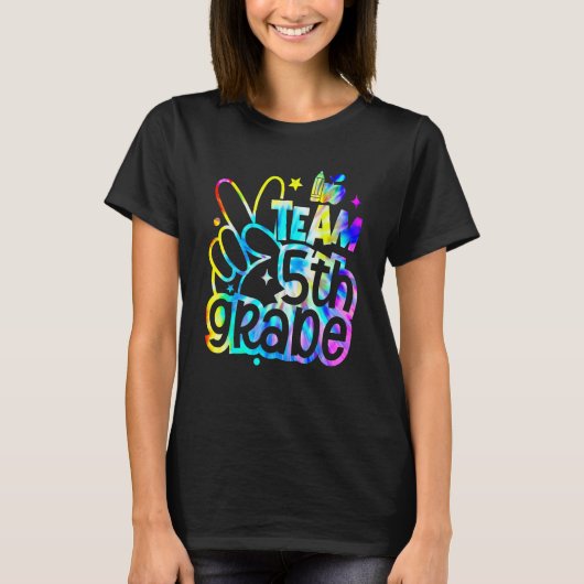 Tie Dye Team Fifth 5th Grade Teacher Student Back  T-shirt (Voorkant)