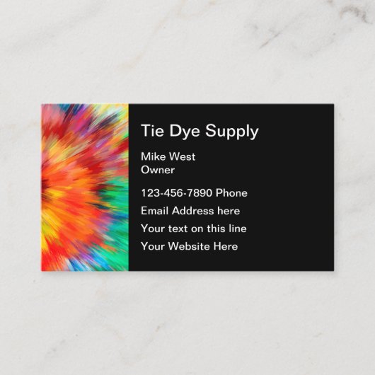 Tie Dye Theme Kleurrijk Abstract Visitekaartje (Voorkant)