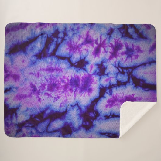Tie Dye tinten van Paarse & Blauw Sherpa Deken (Voorkant (horizontaal))