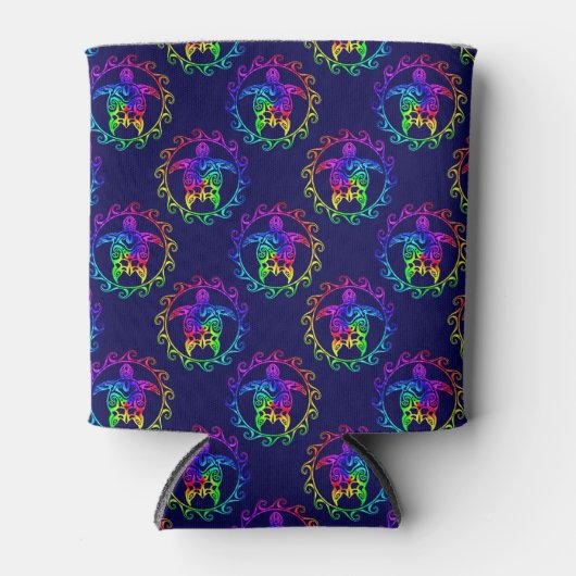 Tie Dye Tribal Turtle Moari Sun Blue Blikjeskoeler (Voorkant)