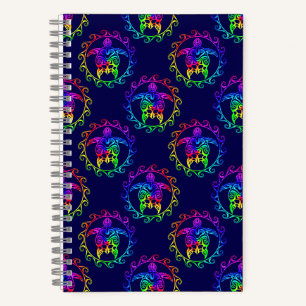 Tie Dye Tribal Turtle Moari Sun Blue Notitieboek