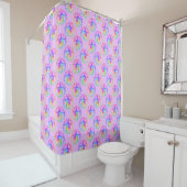 Tie Dye Tribal Turtle Moari Sun Pink Douchegordijn (In situ)