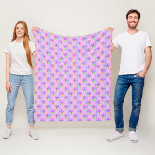 Tie Dye Tribal Turtle Moari Sun Pink Fleece Deken