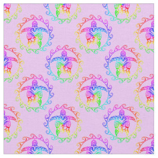 Tie Dye Tribal Turtle Moari Sun Pink Stof