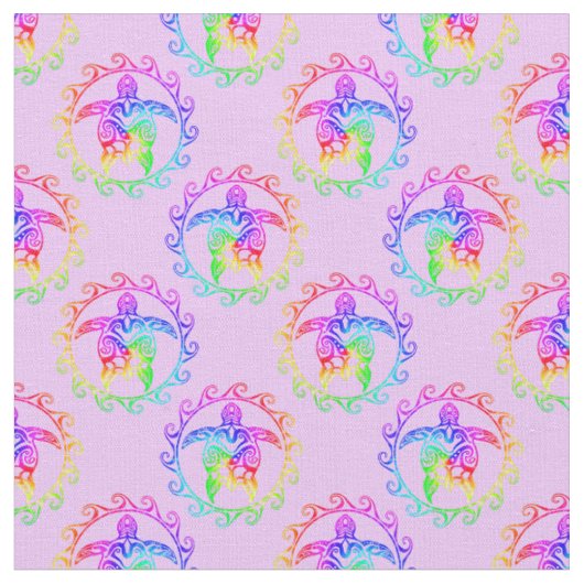 Tie Dye Tribal Turtle Moari Sun Pink Stof (Close Up)