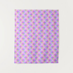 Tie Dye Tribal Turtle Moari Sun Pink Wandkleed