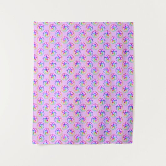 Tie Dye Tribal Turtle Moari Sun Pink Wandkleed (Voorkant)