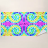 Tie Dye Trippy Hippie Groovy Custom Beach Handdoek (Voorkant)