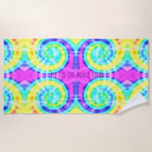 Tie Dye Trippy Hippie Groovy Custom Beach Handdoek (Voorkant)