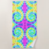 Tie Dye Trippy Hippie Groovy Custom Beach Handdoek (Voorkant)
