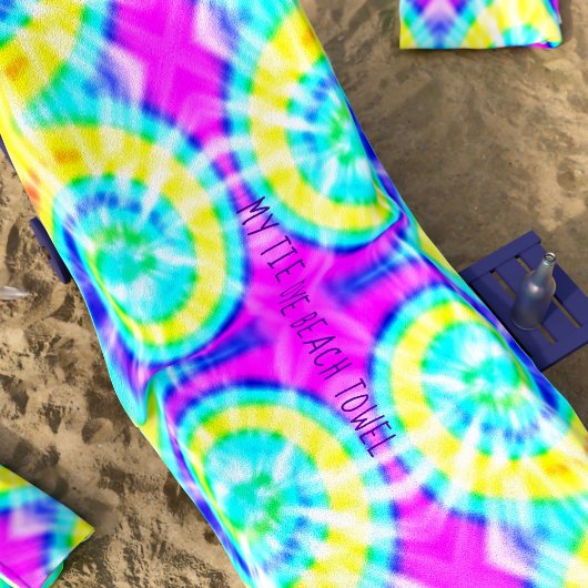 Tie Dye Trippy Hippie Groovy Custom Beach Handdoek