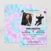 Tie Dye Twins Afstuderen uitnodigingen (Voorkant / Achterkant)