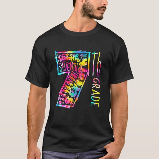 Tie Dye Typografie 7e graad student Terug T-shirt (Voorkant)