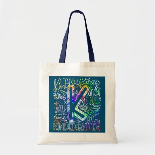 Tie Dye Typografie Kindergarten Onderwijser Kinder Tote Bag (Voorkant)