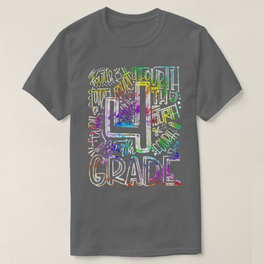 Tie Dye Typografie Vierde graad Leerleraar Kinder T-shirt (Design voorkant)
