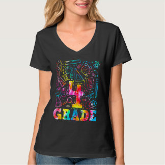 Tie Dye-typografie Vierde klas eerste schooldag  T-shirt