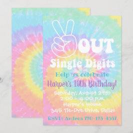 Tie Dye Uitnodiging 10e verjaardag Vrede uit