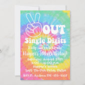 Tie Dye Uitnodiging 10e verjaardag Vrede uit (Voorkant)