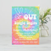 Tie Dye Uitnodiging 10e verjaardag Vrede uit (Staand voorkant)