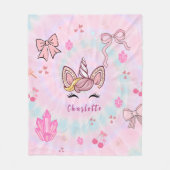  Tie Dye Unicorn Coquette Bow  Fleece Deken (Voorkant)