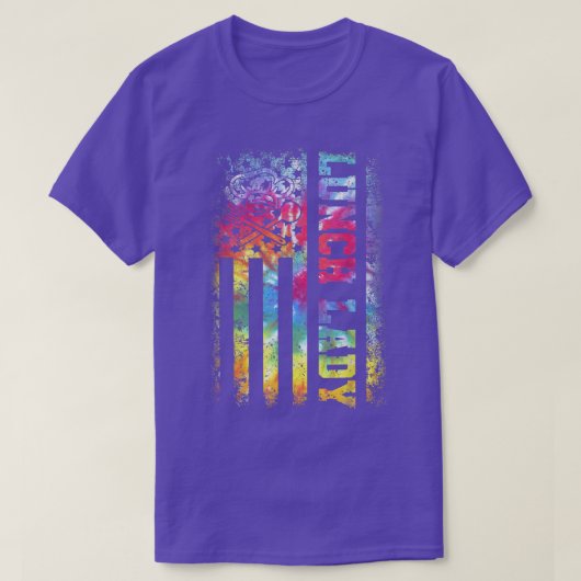 Tie Dye US Flag Lunch Lady terug naar school T-shirt (Design voorkant)