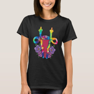 Tie Dye Uterus Shows Middle Finger Reproductive Wo T-shirt