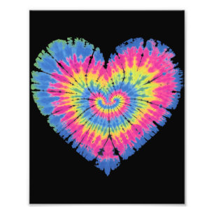 Tie Dye Valentijn Kleurrijke Harten Dag Foto Afdruk