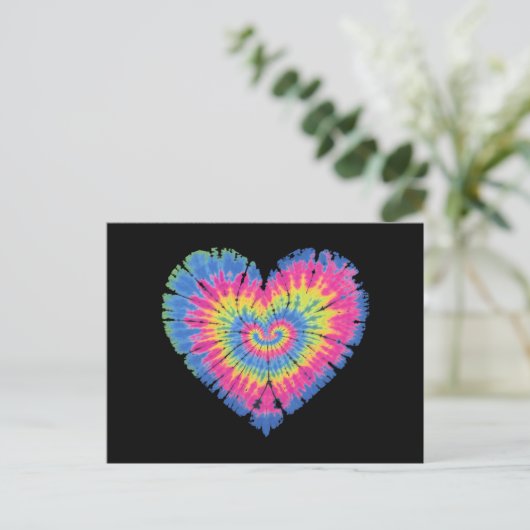 Tie Dye Valentijns Kleurrijke Harten Dag Briefkaart (Staand voorkant)