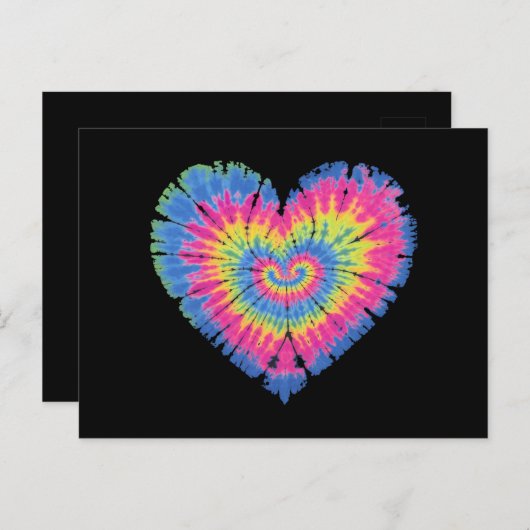 Tie Dye Valentijns Kleurrijke Harten Dag Briefkaart (Voorkant / Achterkant)