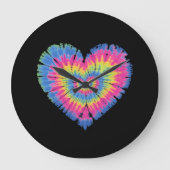 Tie Dye Valentijns Kleurrijke Harten Dag Grote Klok (Voorkant)